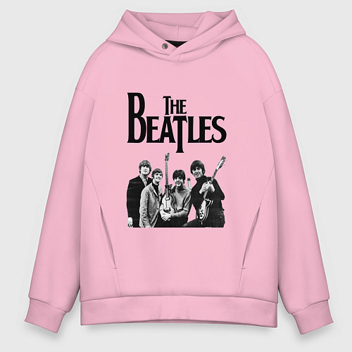 Мужское худи оверсайз The Beatles / Светло-розовый – фото 1