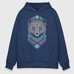 Толстовка оверсайз мужская Медведь, цвет: тёмно-синий