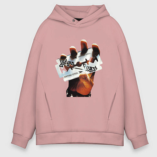 Мужское худи оверсайз Judas Priest Джудас Прист / Пыльно-розовый – фото 1