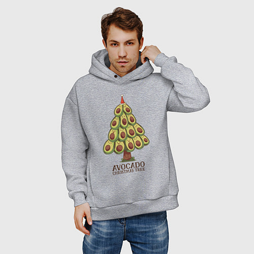 Мужское худи оверсайз Avocado Christmas Tree / Меланж – фото 3