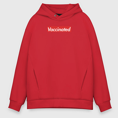 Мужское худи оверсайз Vaccinated / Красный – фото 1