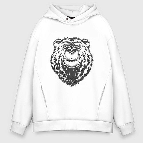 Мужское худи оверсайз Русский медведь / Белый – фото 1