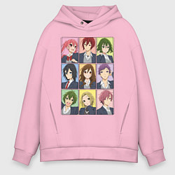 Толстовка оверсайз мужская Horimiya characters, цвет: светло-розовый