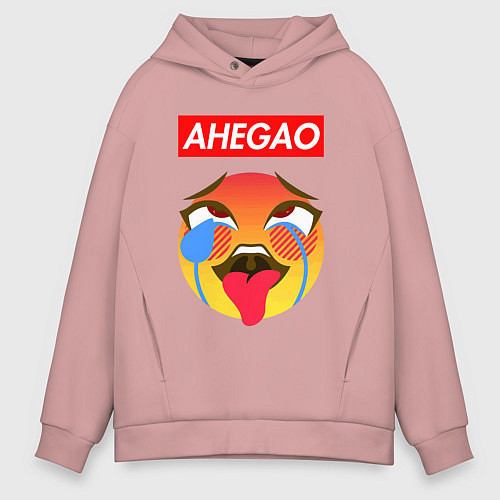 Мужское худи оверсайз AHEGAO EMOJI / Пыльно-розовый – фото 1