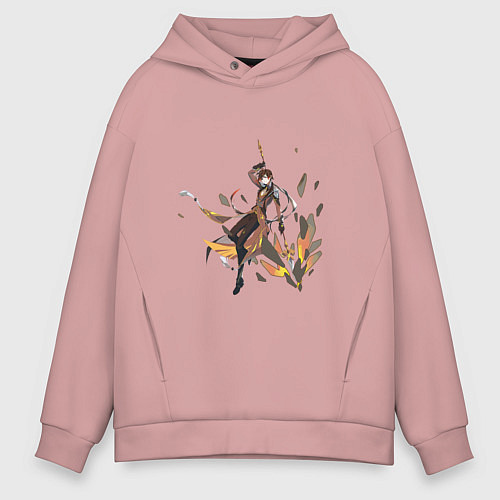 Мужское худи оверсайз Чжун Ли в деле / Пыльно-розовый – фото 1