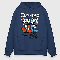 Толстовка оверсайз мужская Cuphead, Dont deal with devil, цвет: тёмно-синий