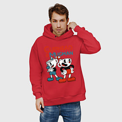 Толстовка оверсайз мужская Cuphead & Mugman, цвет: красный — фото 2