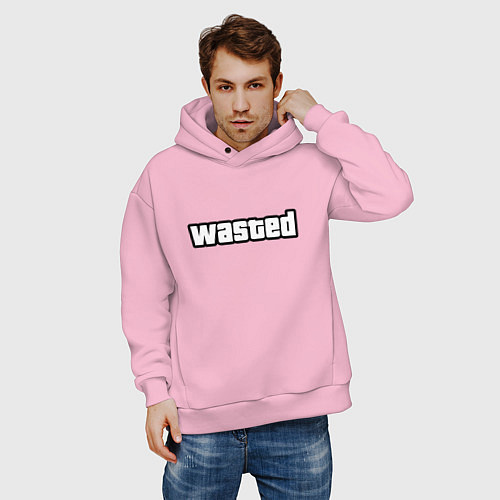 Мужское худи оверсайз WASTED / Светло-розовый – фото 3
