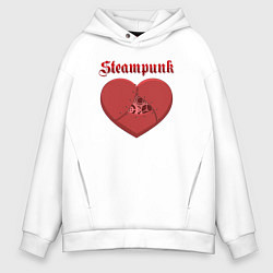 Толстовка оверсайз мужская Heart Steampunk Меха сердце Z, цвет: белый