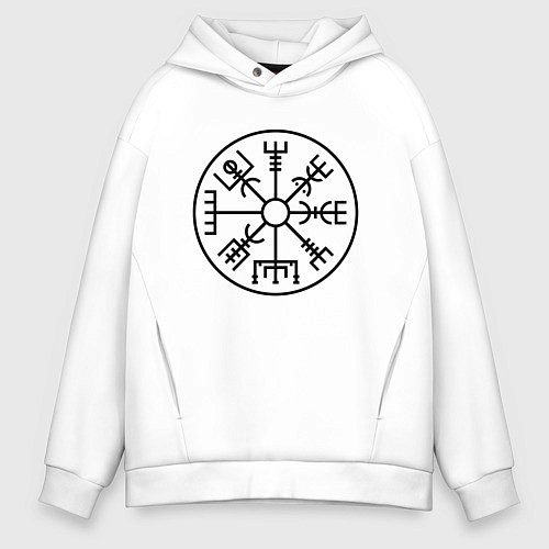 Мужское худи оверсайз Вегвизир Гальдрастав Z / Белый – фото 1