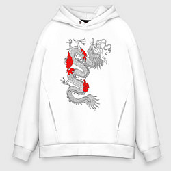 Толстовка оверсайз мужская Японский Дракон, цвет: белый