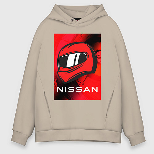Мужское худи оверсайз Nissan - Paint / Миндальный – фото 1