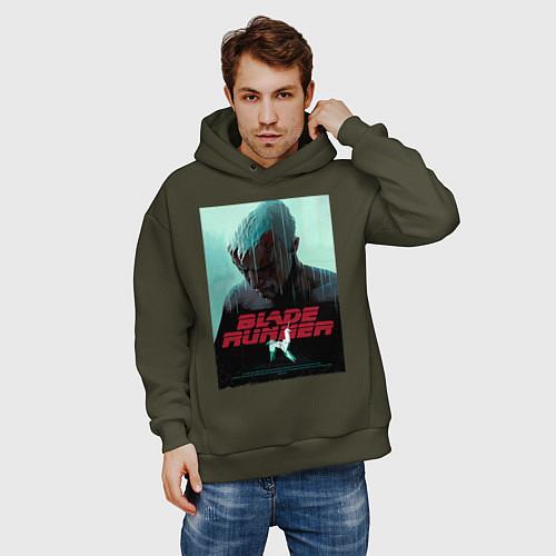 Мужское худи оверсайз Слезы в дожде Blade Runner / Хаки – фото 3
