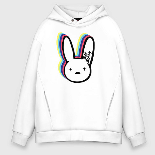 Мужское худи оверсайз Bad Bunny logo / Белый – фото 1