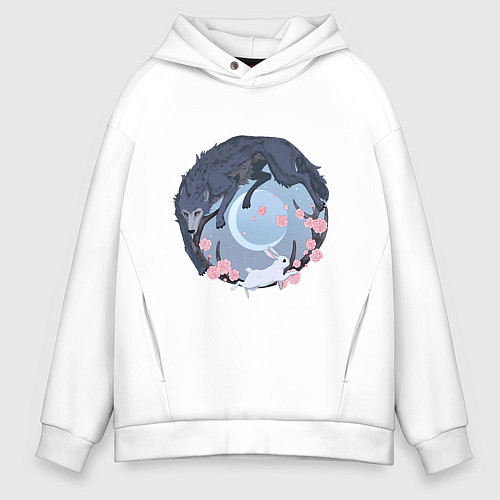 Мужское худи оверсайз Легоси и Хару / Белый – фото 1