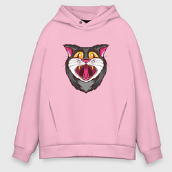 Толстовка оверсайз мужская Зевающий кот прикол, цвет: светло-розовый