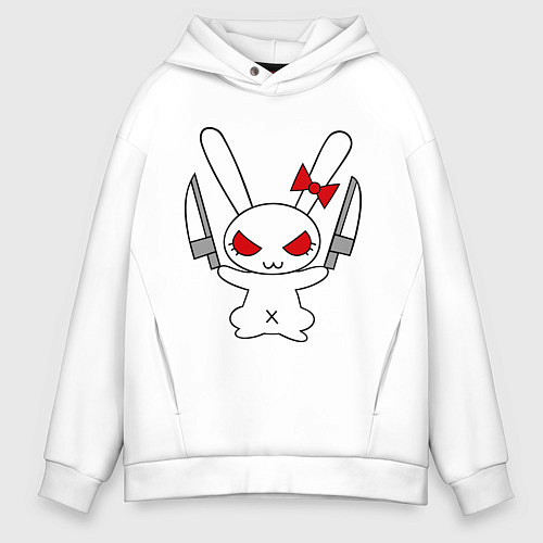 Мужское худи оверсайз Зайка с ножами / Белый – фото 1