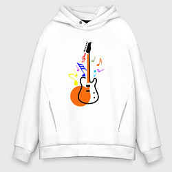 Толстовка оверсайз мужская Цветная гитара, цвет: белый