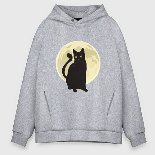 Мужское худи оверсайз Moon Cat / Меланж – фото 1