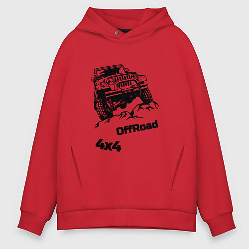 Мужское худи оверсайз Offroad 4х4 / Красный – фото 1