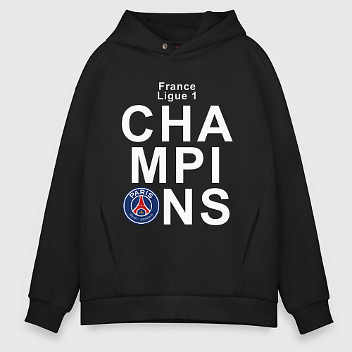 Мужское худи оверсайз PSG CHAMPIONS / Черный – фото 1