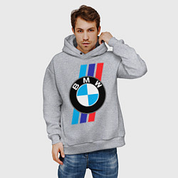 Толстовка оверсайз мужская BMW БМВ M PERFORMANCE, цвет: меланж — фото 2