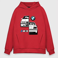 Толстовка оверсайз мужская BMW M3 E 36 БМВ М3 E 36, цвет: красный