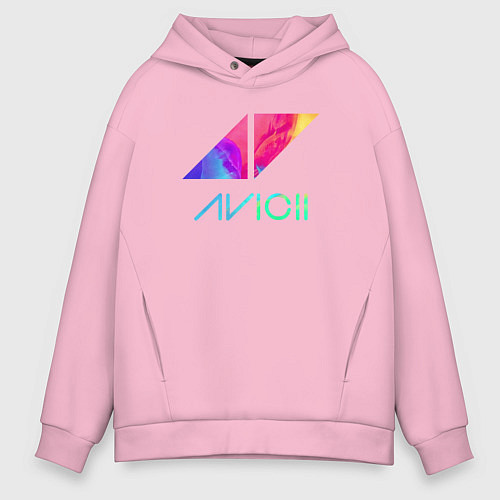 Мужское худи оверсайз AVICII RAIBOW / Светло-розовый – фото 1