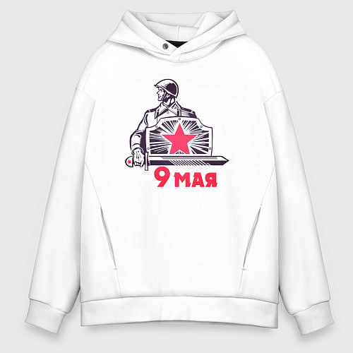 Мужское худи оверсайз Красная звезда / Белый – фото 1