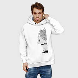 Толстовка оверсайз мужская Мафую поет на концерте, цвет: белый — фото 2