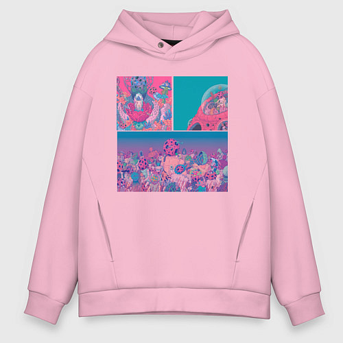 Мужское худи оверсайз The water world of psychedelic / Светло-розовый – фото 1