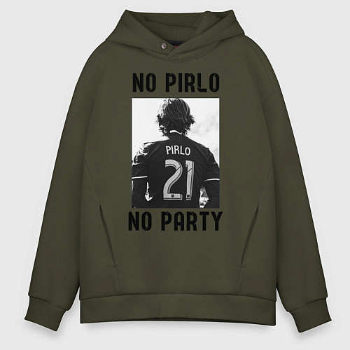 Мужское худи оверсайз No Pirlo no party / Хаки – фото 1