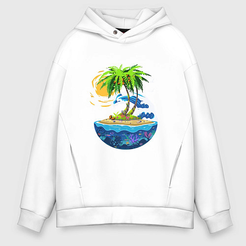 Мужское худи оверсайз Морской мир / Белый – фото 1