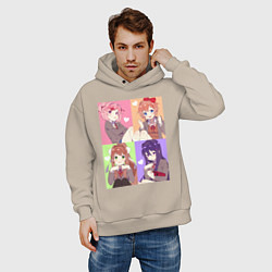 Толстовка оверсайз мужская Girls Doki Doki коллаж, цвет: миндальный — фото 2