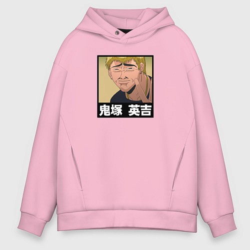 Мужское худи оверсайз Onizuka face / Светло-розовый – фото 1