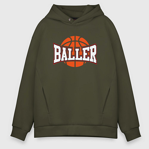 Мужское худи оверсайз Baller / Хаки – фото 1