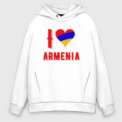 Мужское худи оверсайз I Love Armenia / Белый – фото 1