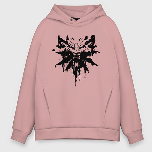 Мужское худи оверсайз The Witcher подтеки лого / Пыльно-розовый – фото 1