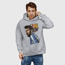 Толстовка оверсайз мужская Lionel Messi Barcelona Argentina Striker, цвет: меланж — фото 2