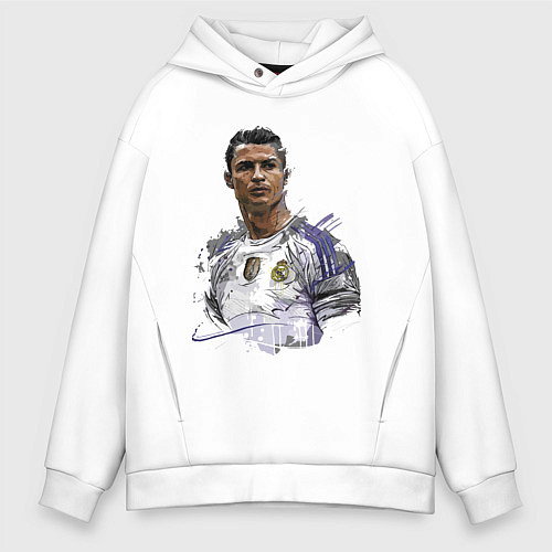 Мужское худи оверсайз Cristiano Ronaldo Manchester United Portugal / Белый – фото 1
