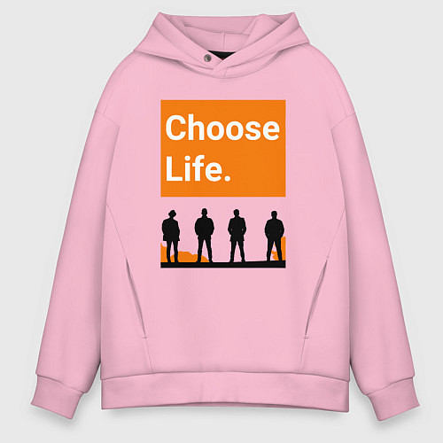 Мужское худи оверсайз Choose Life / Светло-розовый – фото 1