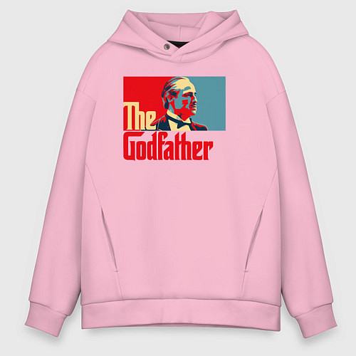 Мужское худи оверсайз Godfather logo / Светло-розовый – фото 1