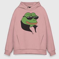 Толстовка оверсайз мужская Лягушонок Пепе, цвет: пыльно-розовый