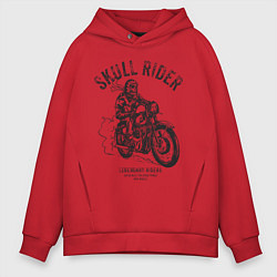 Толстовка оверсайз мужская Скелет на мотоцикле, цвет: красный