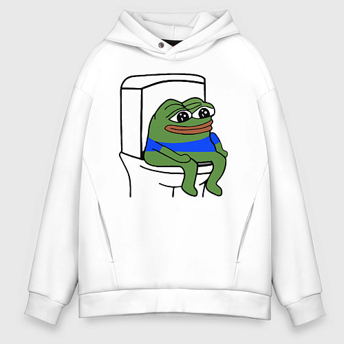 Мужское худи оверсайз Лягушонок пепе / Белый – фото 1