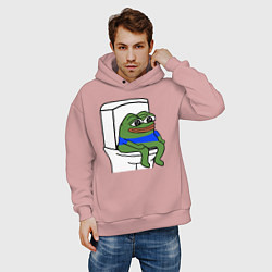 Толстовка оверсайз мужская Лягушонок пепе, цвет: пыльно-розовый — фото 2