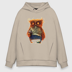 Толстовка оверсайз мужская Замученный уставший, цвет: миндальный