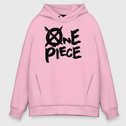 Толстовка оверсайз мужская One Piece Большой куш лого, цвет: светло-розовый
