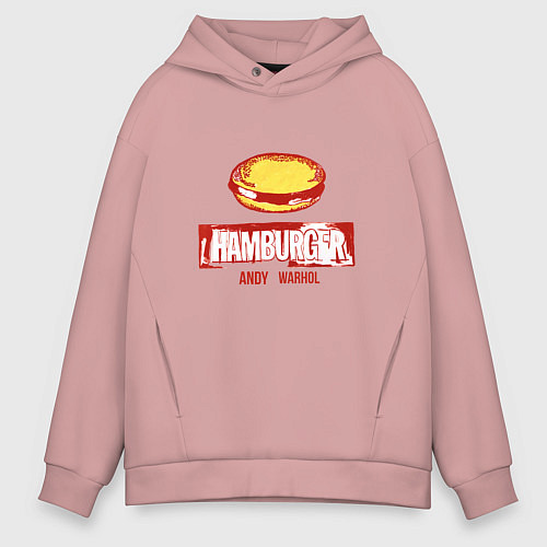 Мужское худи оверсайз Гамбургер Уорхола / Пыльно-розовый – фото 1