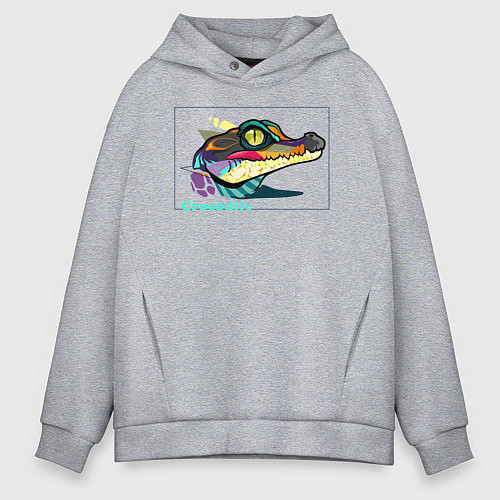Мужское худи оверсайз Крокодил / Меланж – фото 1